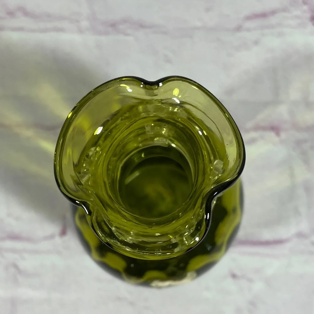 Vintage Pilgrim Hand Blown Green Glass Vase